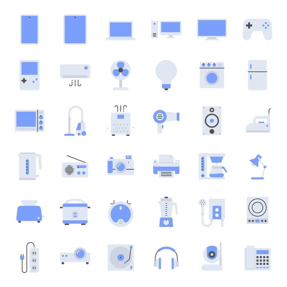 Flat home appliances Icons. vector