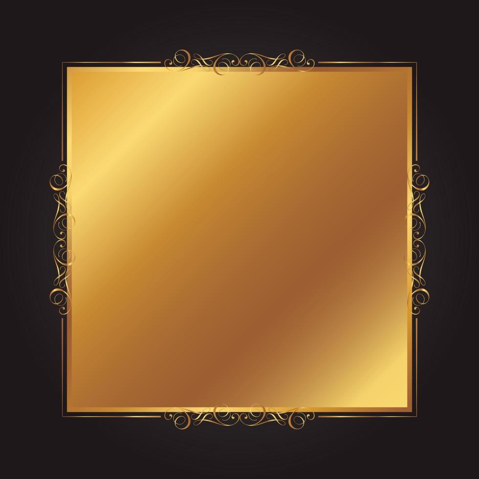 elegant gold and black background with decorative frame vector