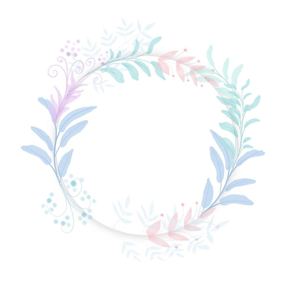 pintado a mano decorativo floral acuarela diseño de borde circular vector