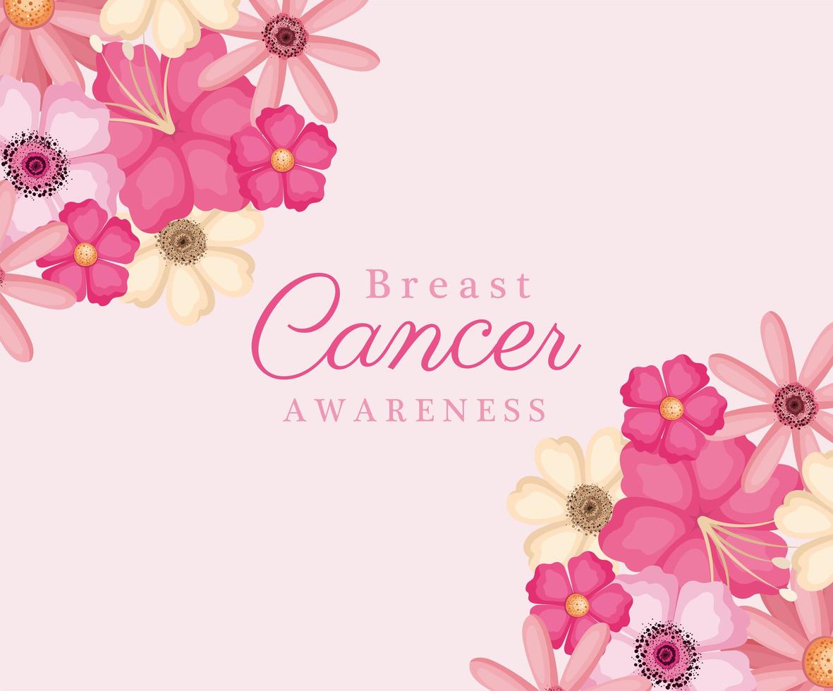 flores rosadas para el diseño del vector de la conciencia del cáncer de mama