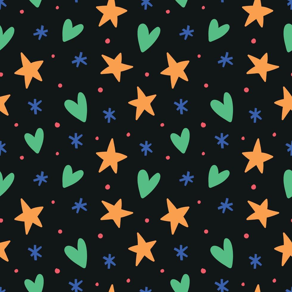 Seamless patteern with hearts and stars vector