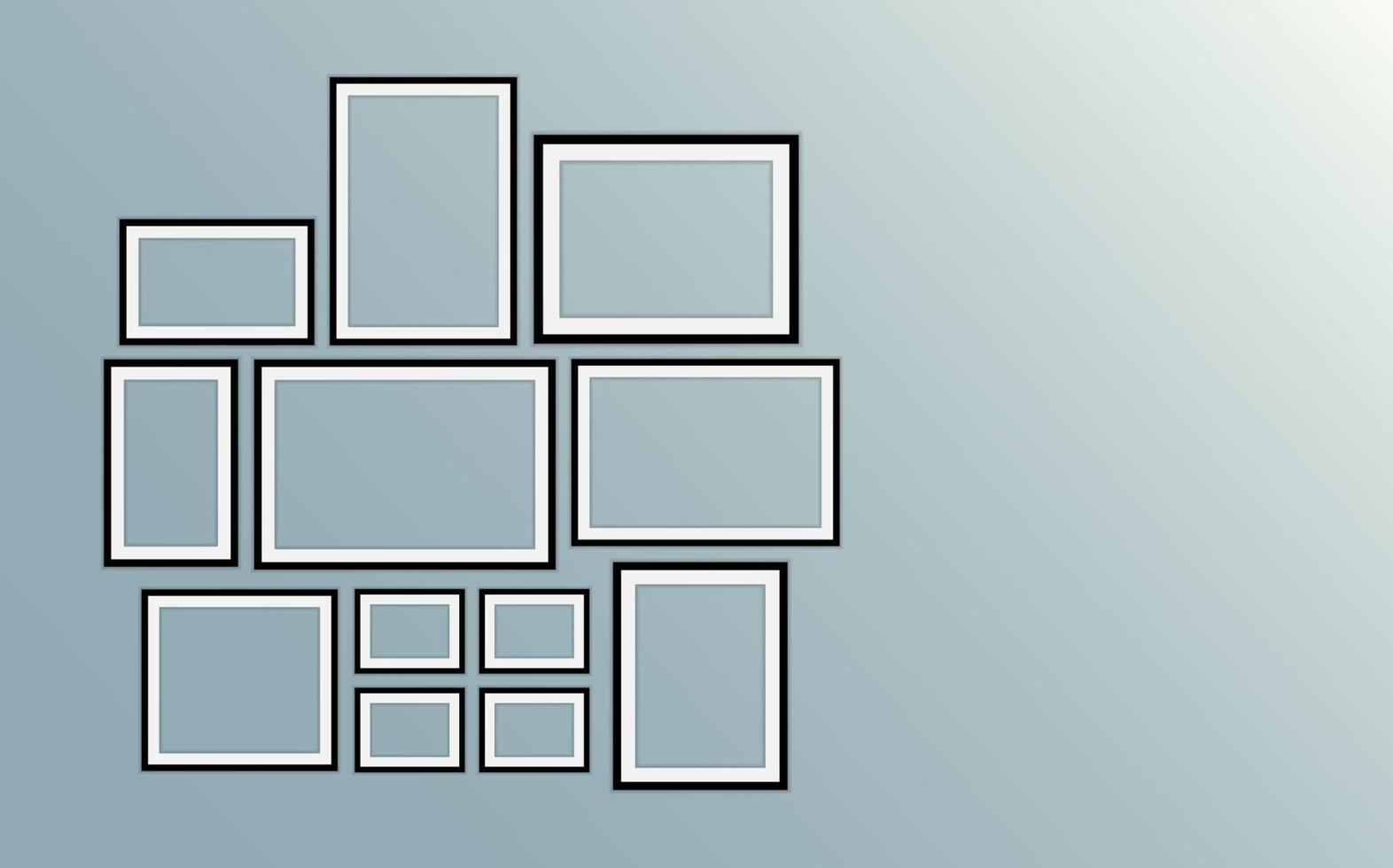 Set of black picture frames vector