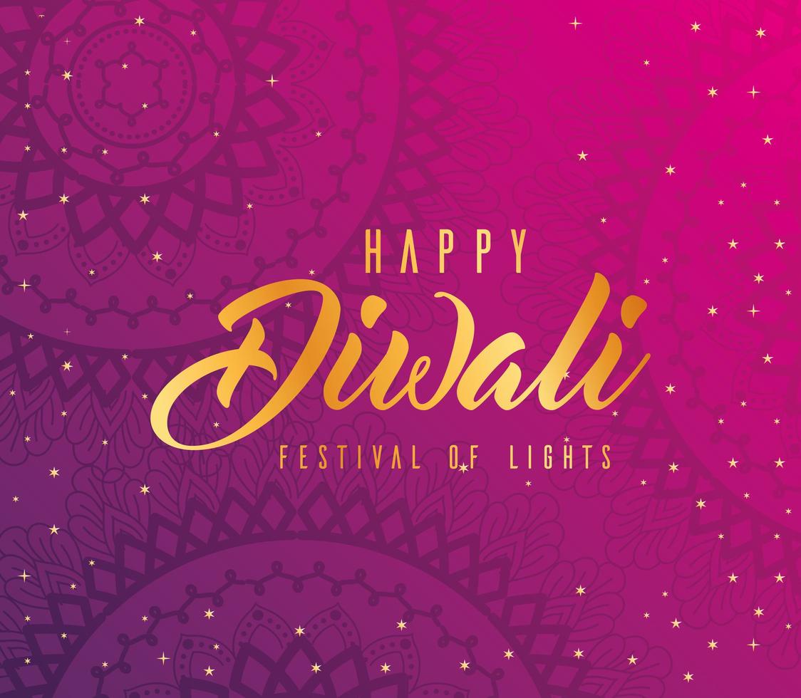 Happy Diwali card with arabesque mandala background vector