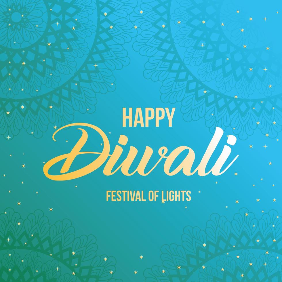 Happy Diwali card with arabesque mandala background vector