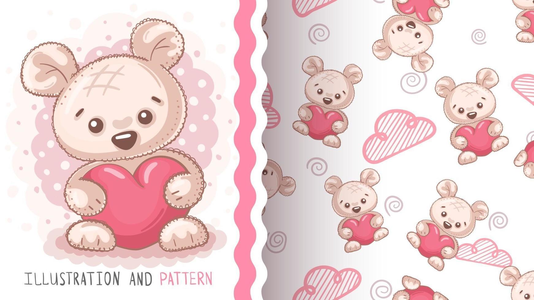 Childish cartoon character animal bear with heart vector