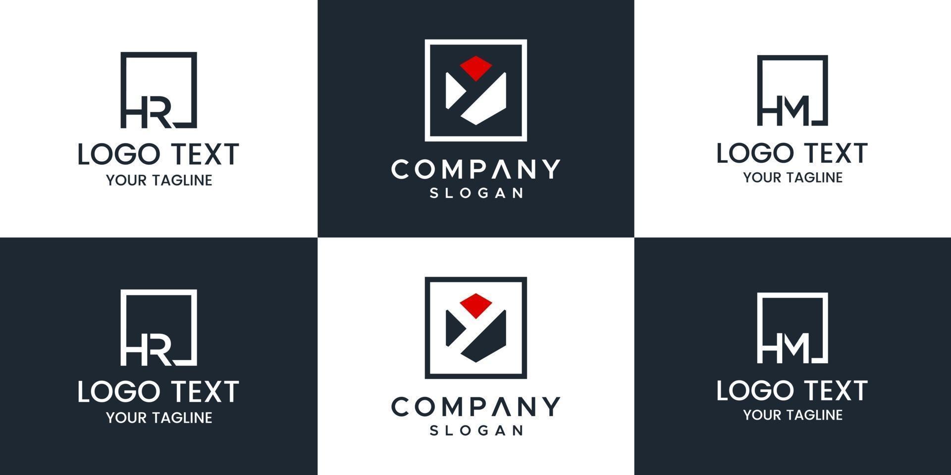 Set of creative monogram logo design vector