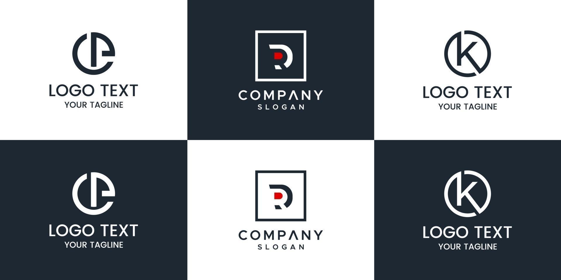 Set of creative monogram logo design vector