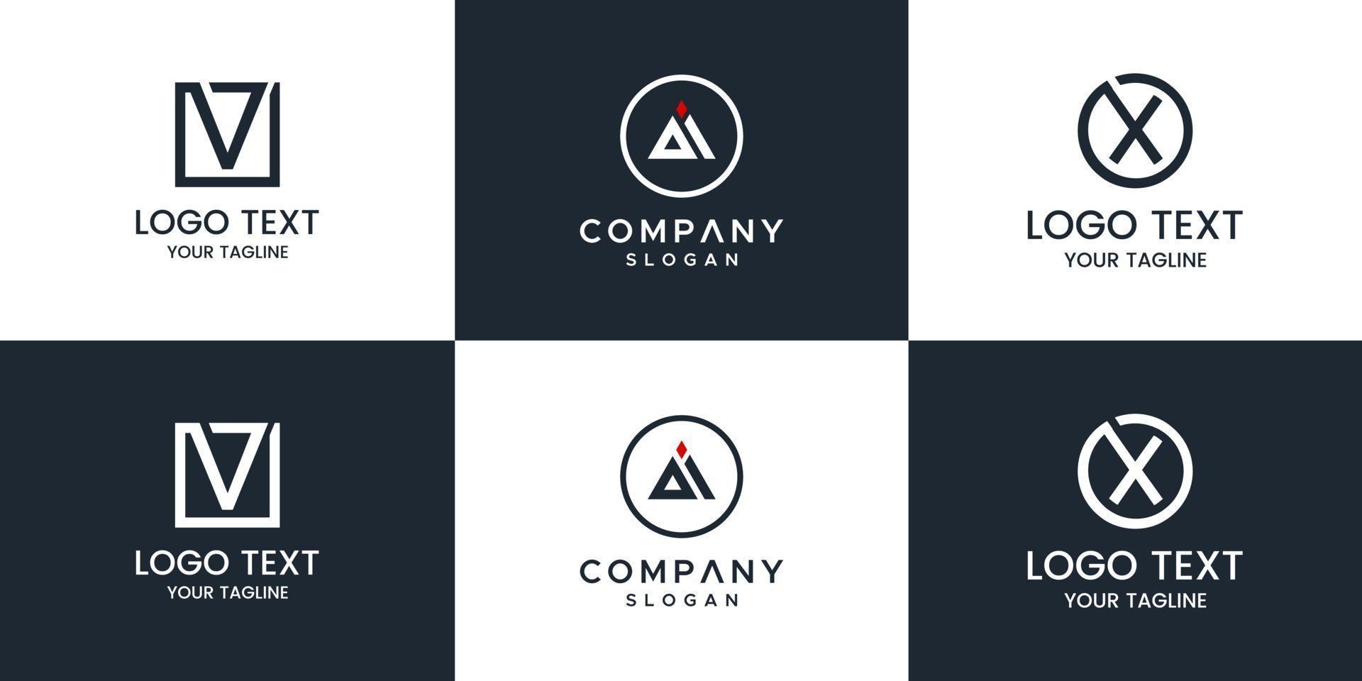 Set of creative monogram logo design vector