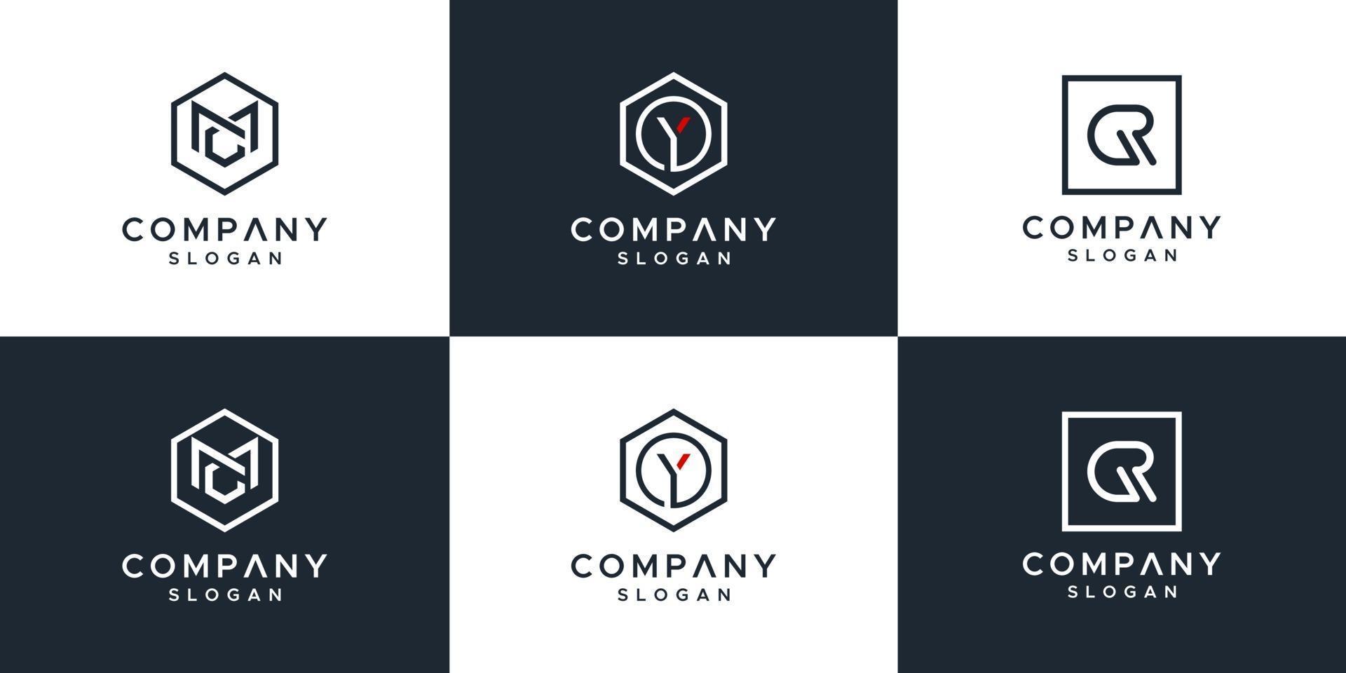 Monogram set logo design vector