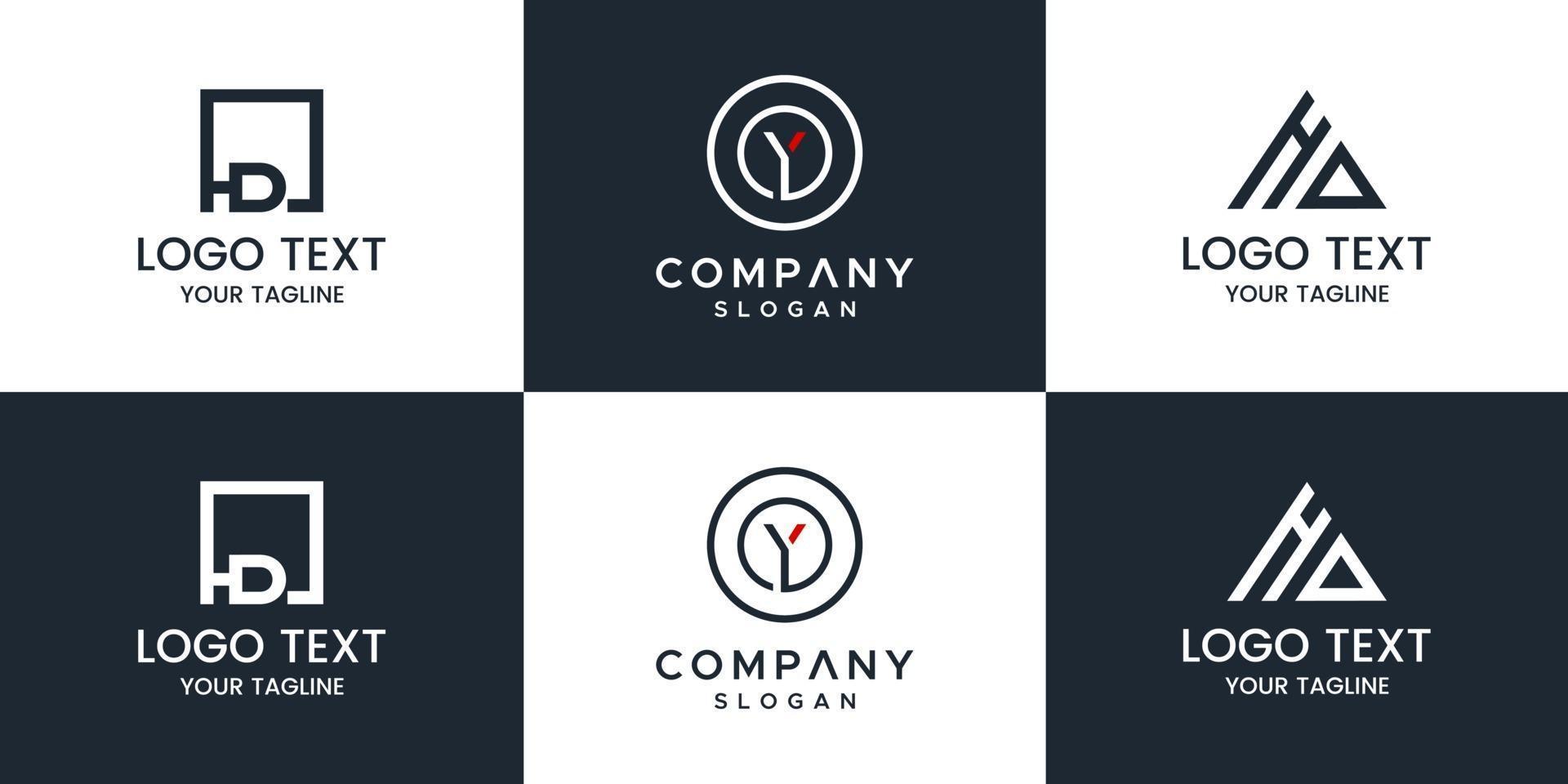 Set of creative monogram logo design vector