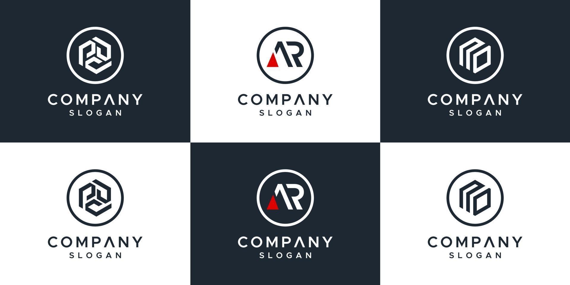 Monogram set logo design vector