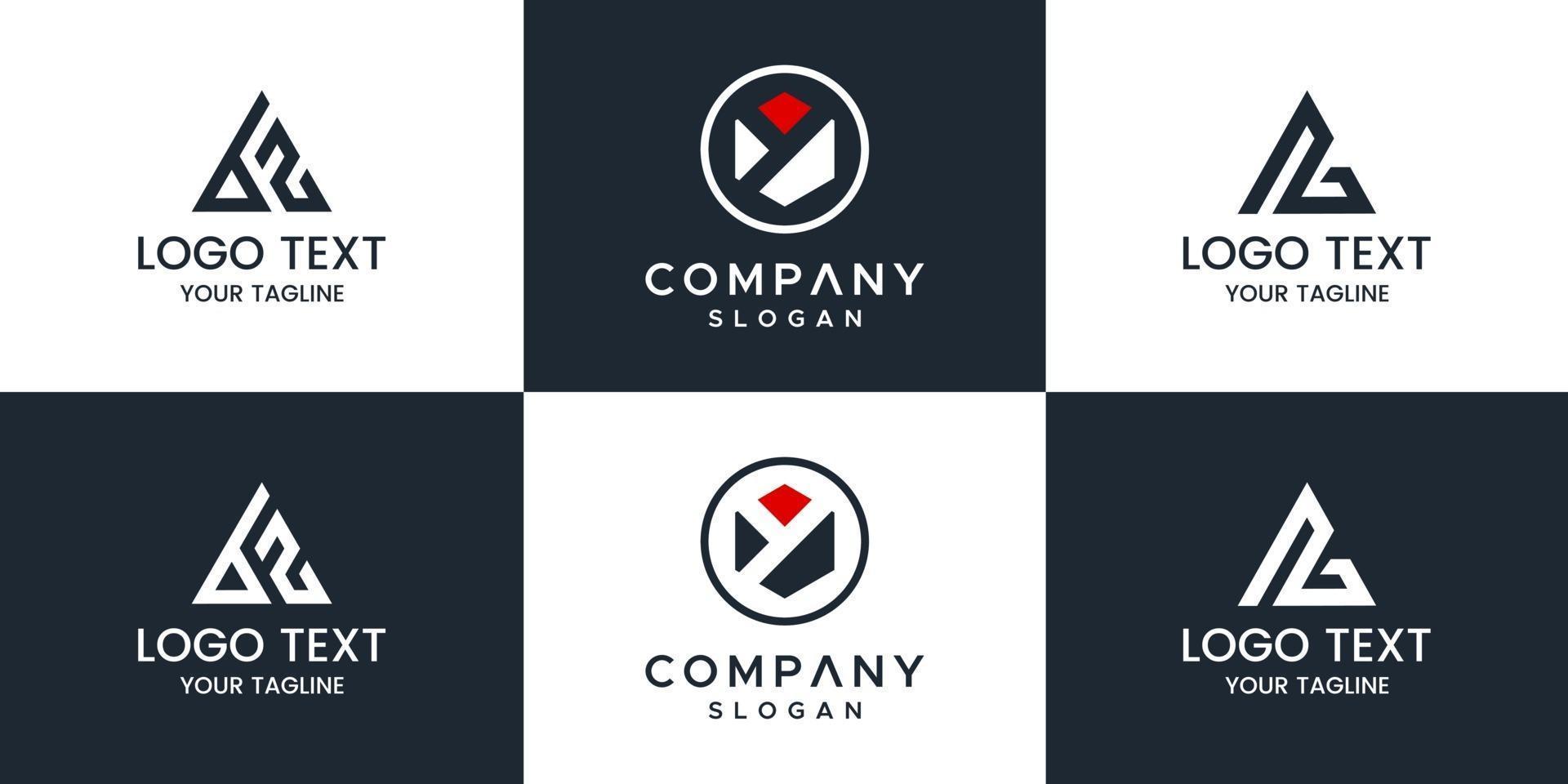 Monogram set logo design template. vector