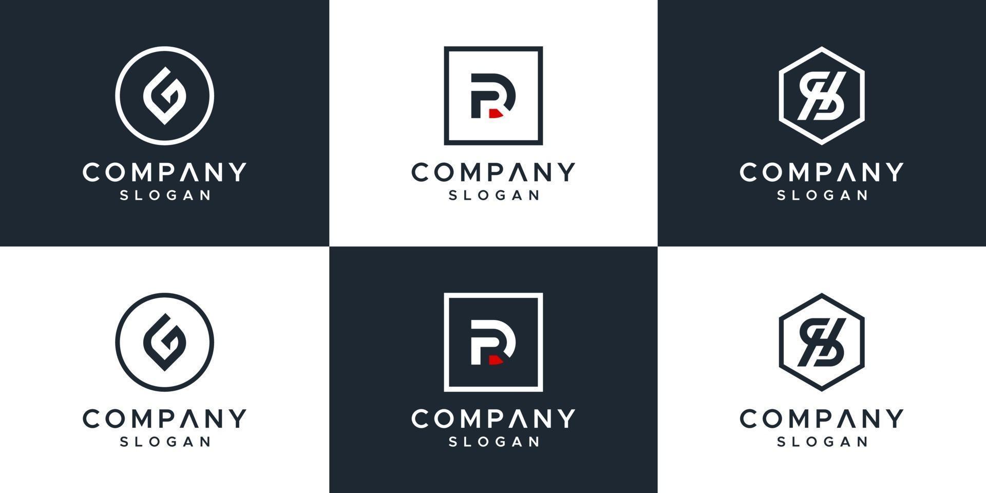 Monogram set logo design template. vector