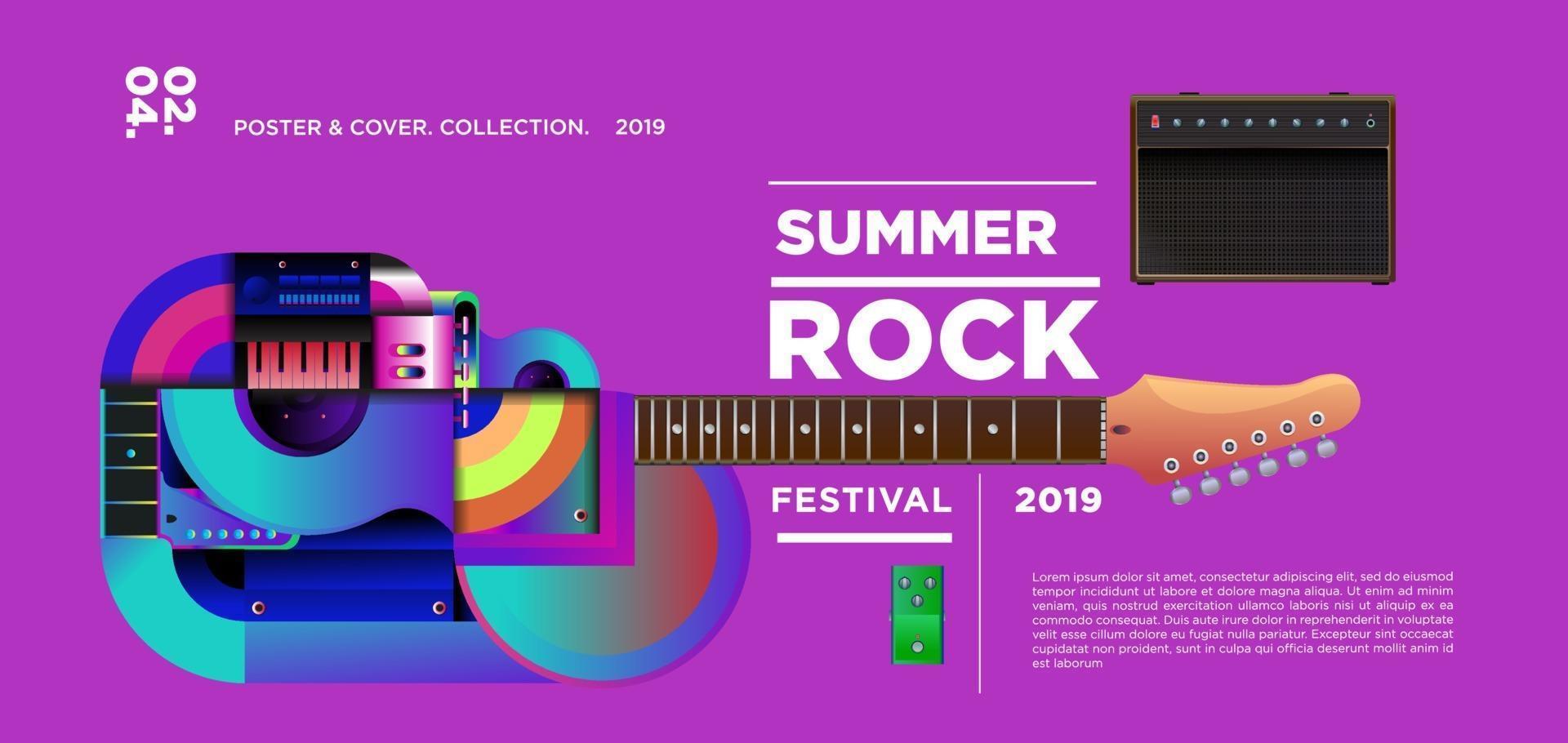 Summer rock music festival banner vector