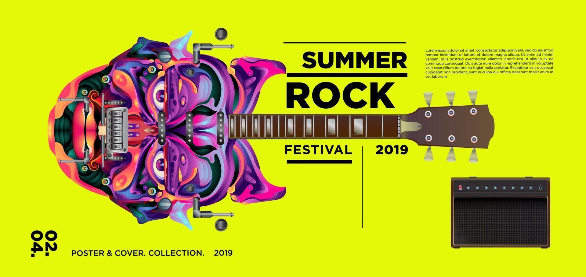 Summer rock music festival banner vector