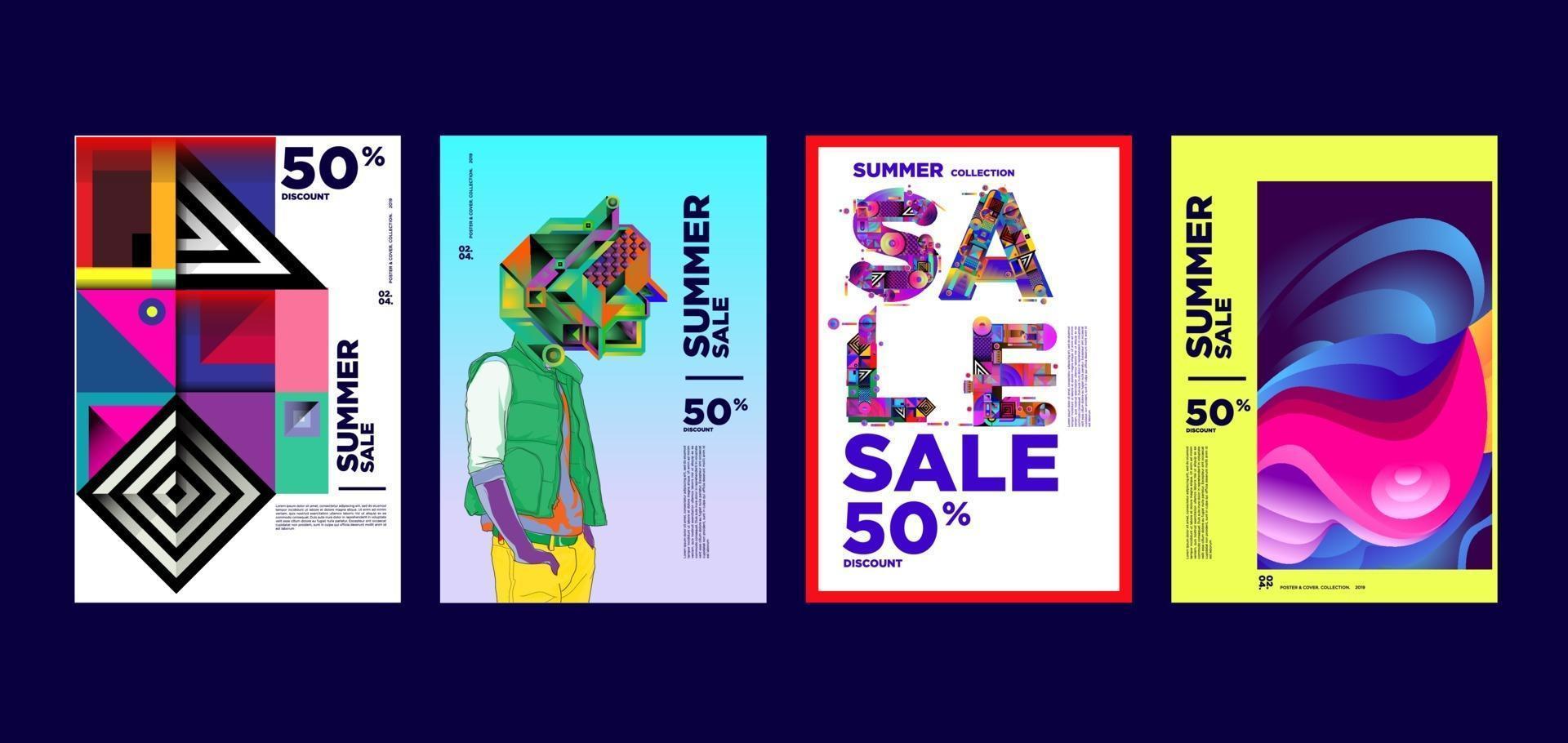 Plantilla de banner de promoción de descuento de venta de música y moda de verano vector