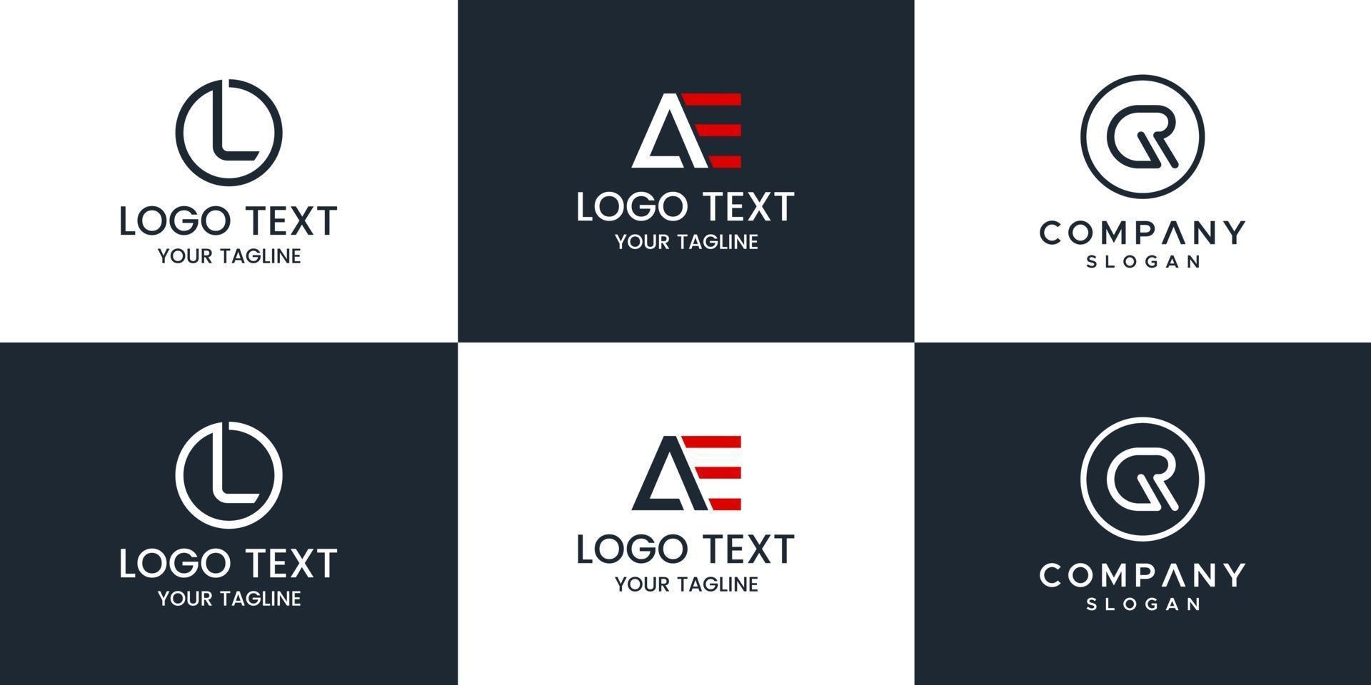 Monogram set logo design template. vector