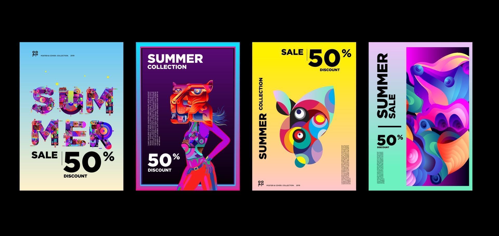 Plantilla de banner de promoción de descuento de venta de música y moda de verano vector