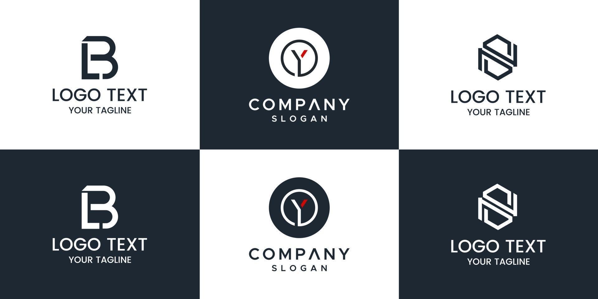 Monogram set logo design template. vector