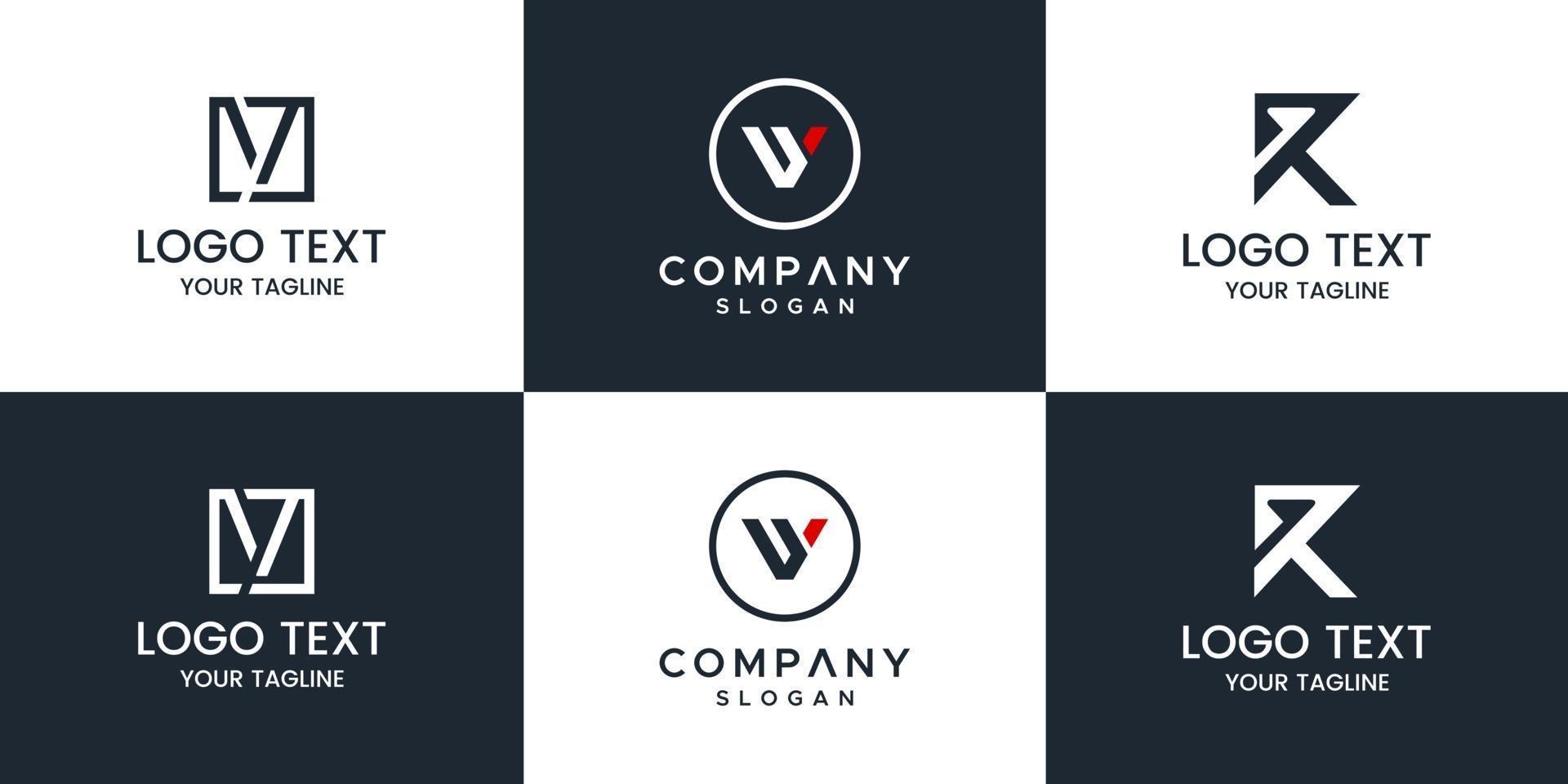 Monogram set logo design template. vector