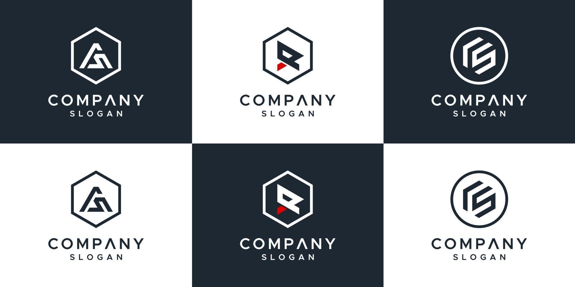 Monogram set logo design template. vector