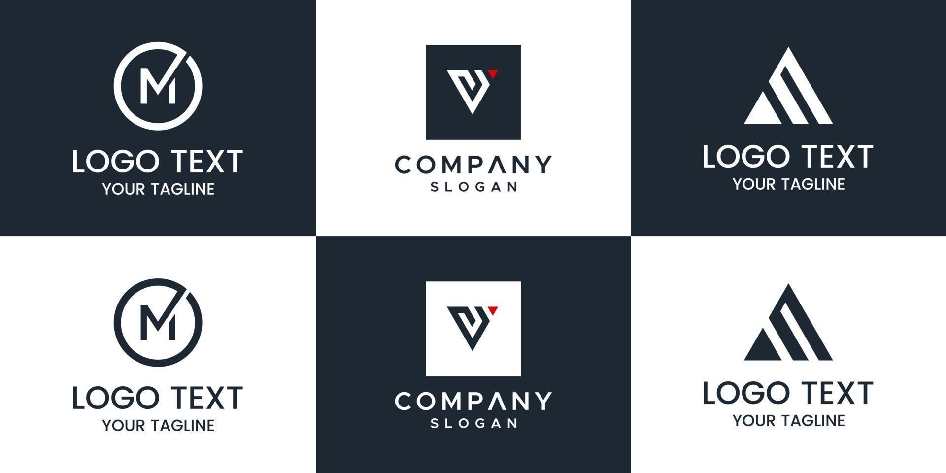 Monogram set logo design template. vector