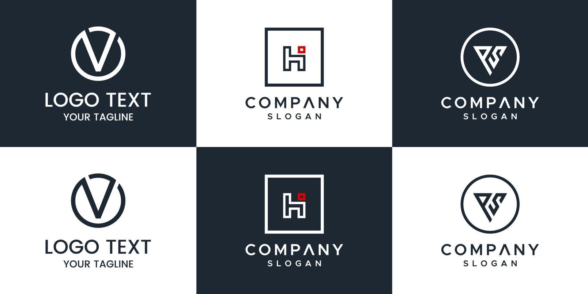 Monogram set logo design template. vector