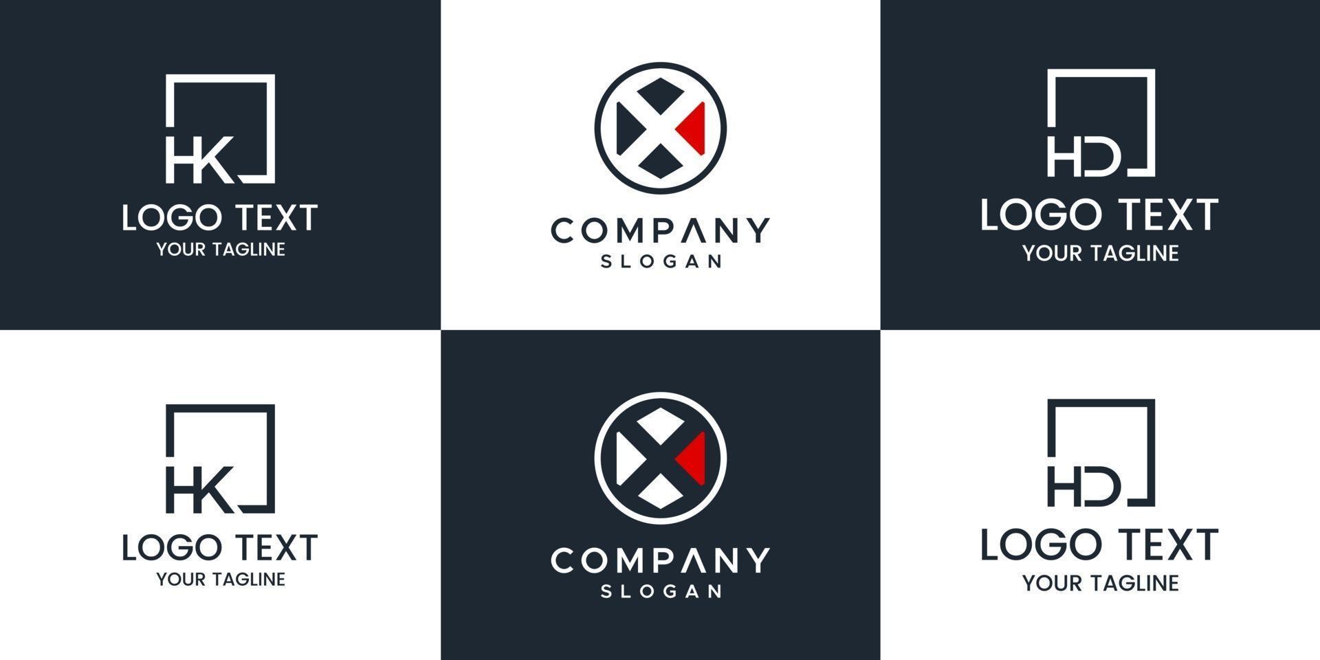 Monogram set logo design template. vector