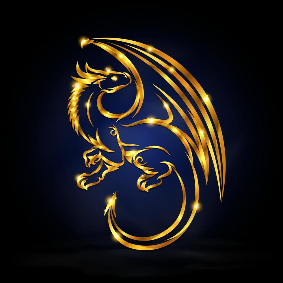 gold wyvern symbol vector