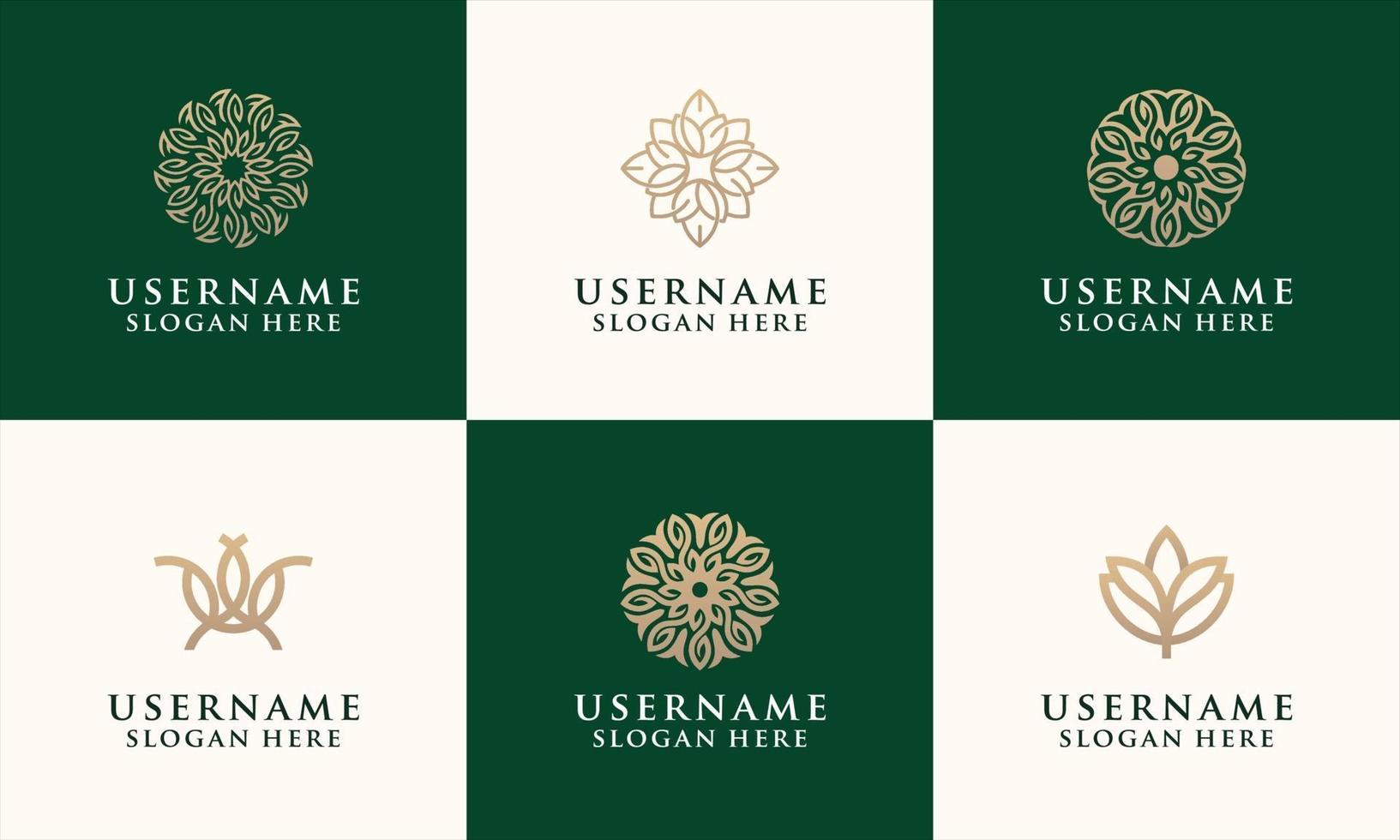 set of elegant flower logo templates for fashion or salons vector