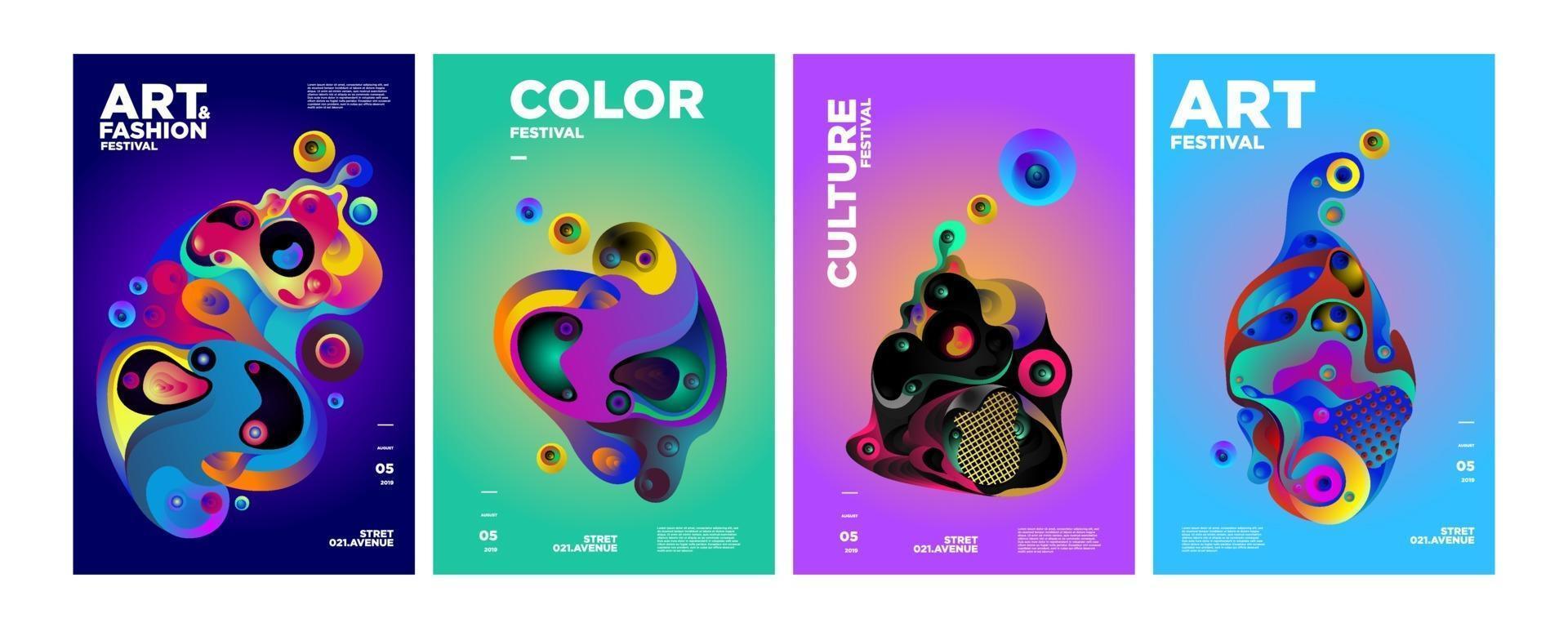 Vector colorful abstract gradient fluid and liquid Poster