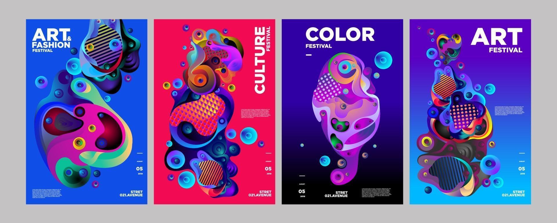 Vector colorful abstract gradient fluid and liquid Poster