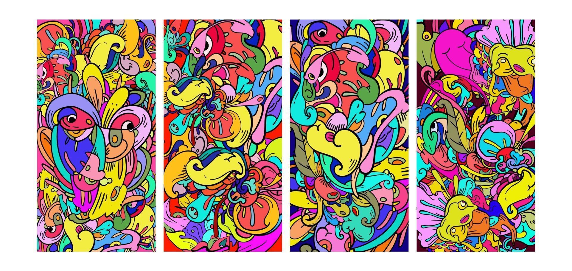 banner de fondo de doodle de dibujos animados abstracto colorido vector