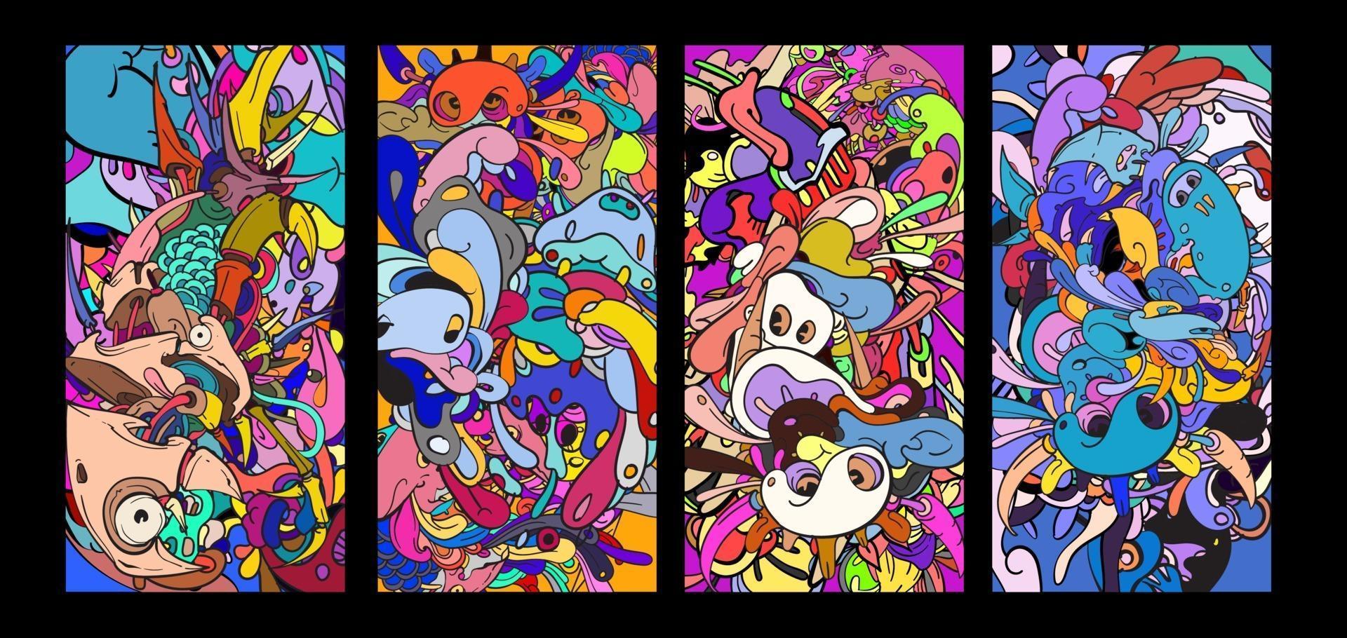 banner de fondo de doodle de dibujos animados abstracto colorido vector
