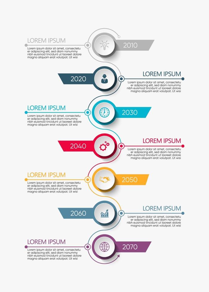 Modern Infographic Connection Template With 7 Options vector