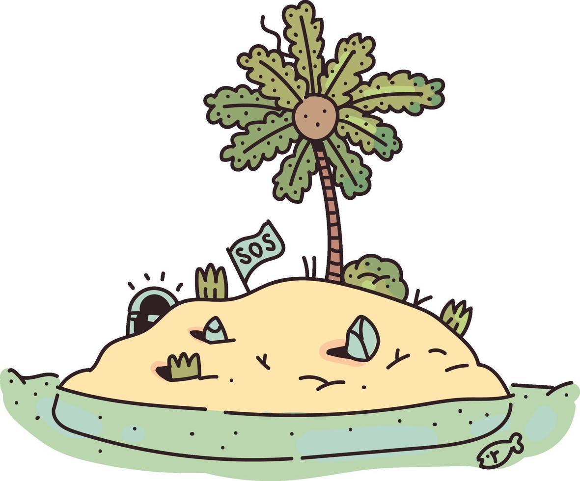 island doodle style . island drawing style vector