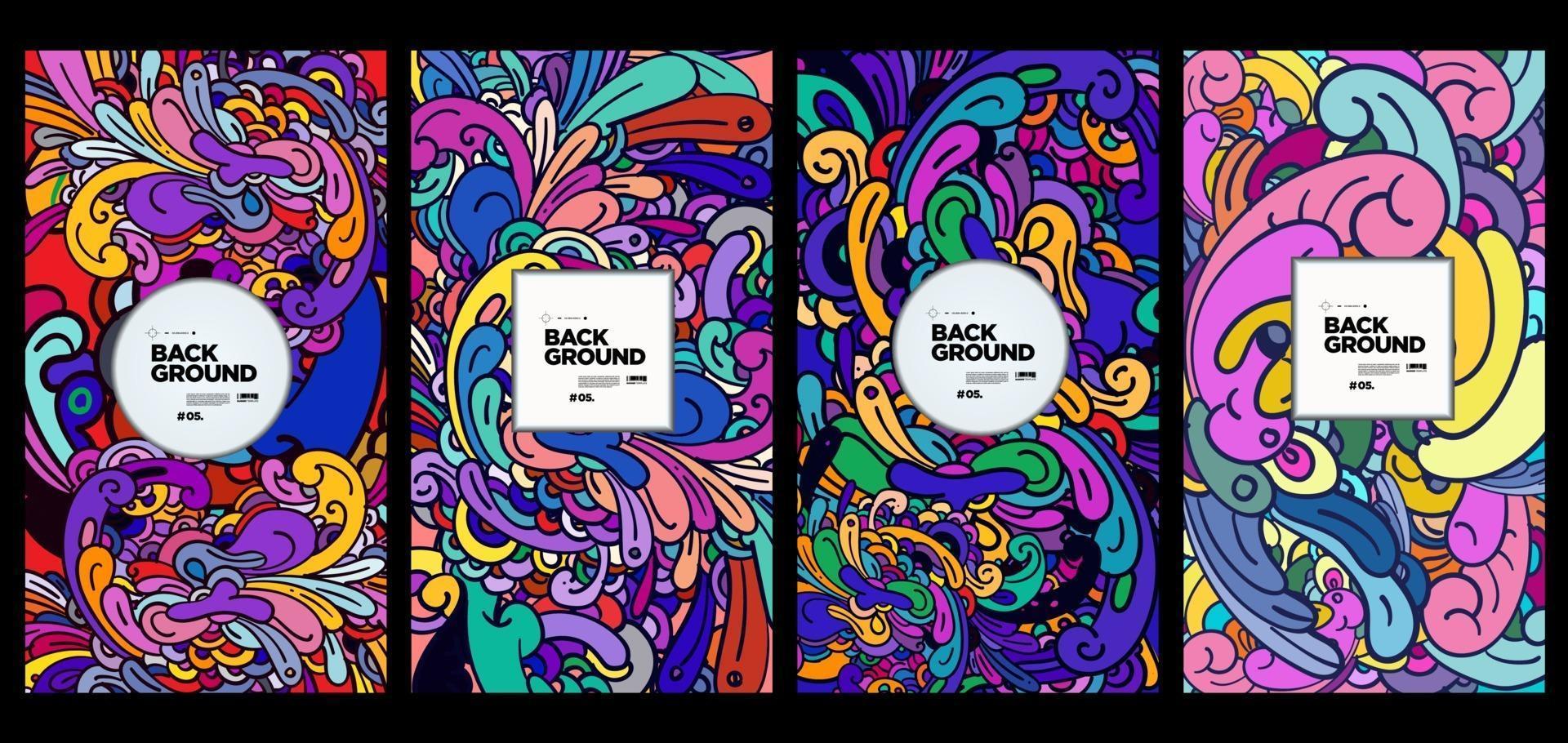 Vector colorful abstract ethnic doodle background ornament