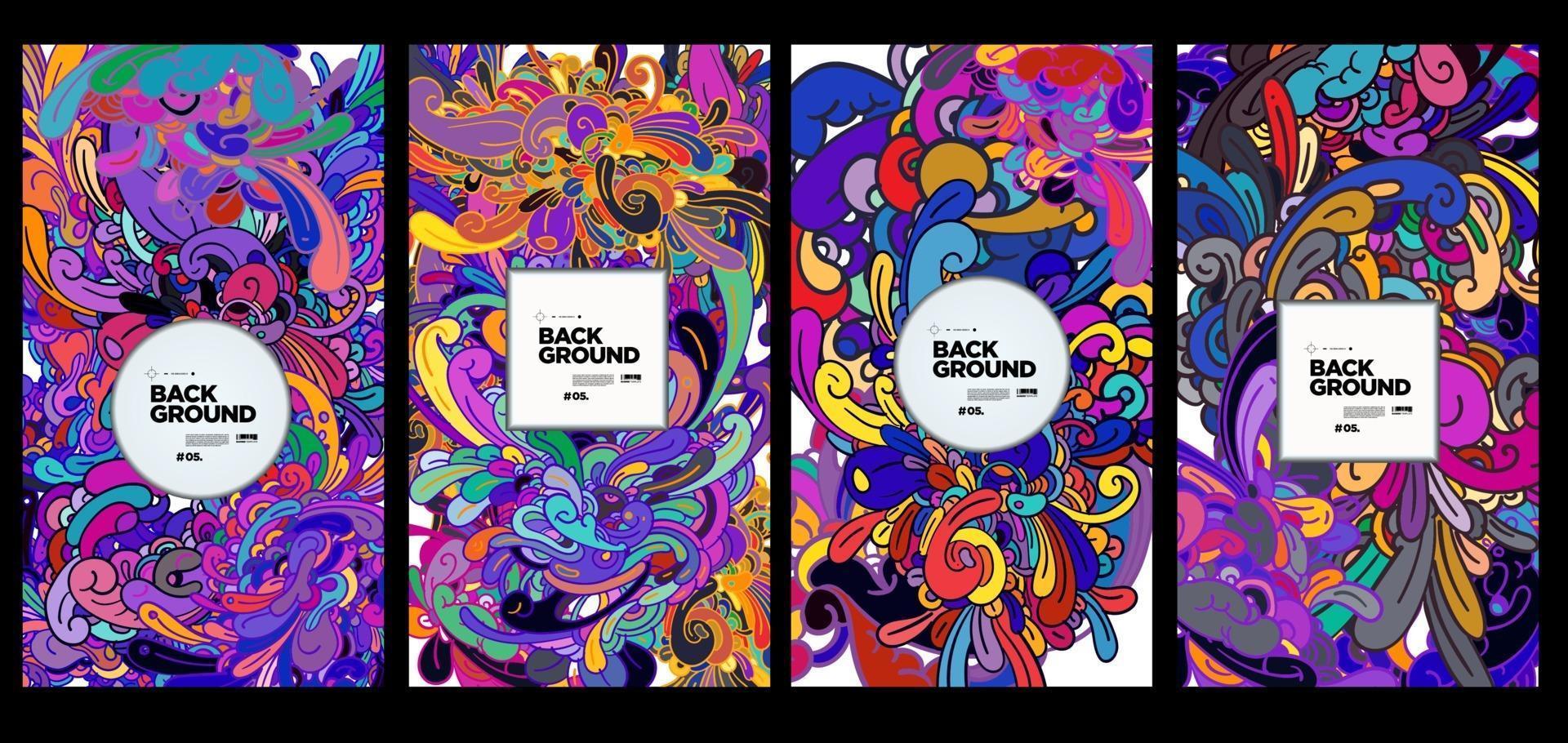 Vector colorful abstract ethnic doodle background ornament