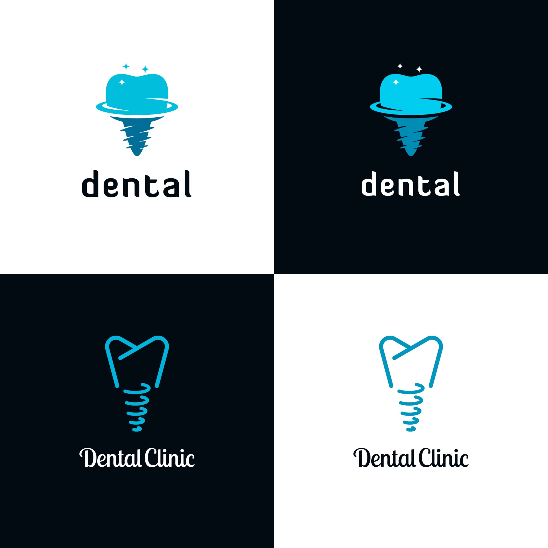Dental Implant Logo Set 2089411 Vector Art at Vecteezy