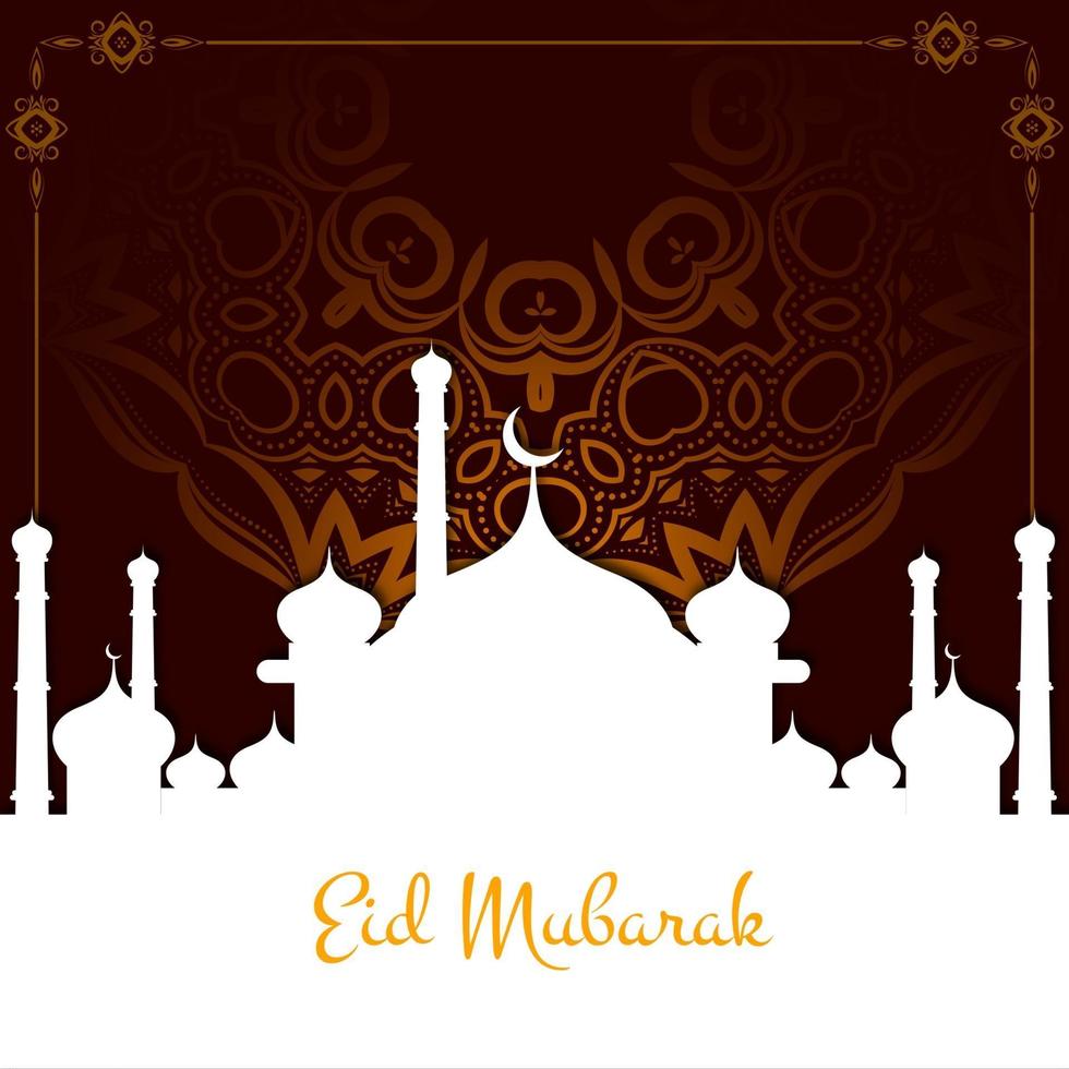 eid mubarak card with mosque pattern festival background vector
