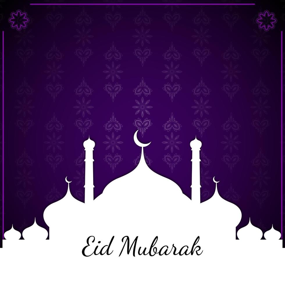 eid mubarak card with mosque pattern festival background vector