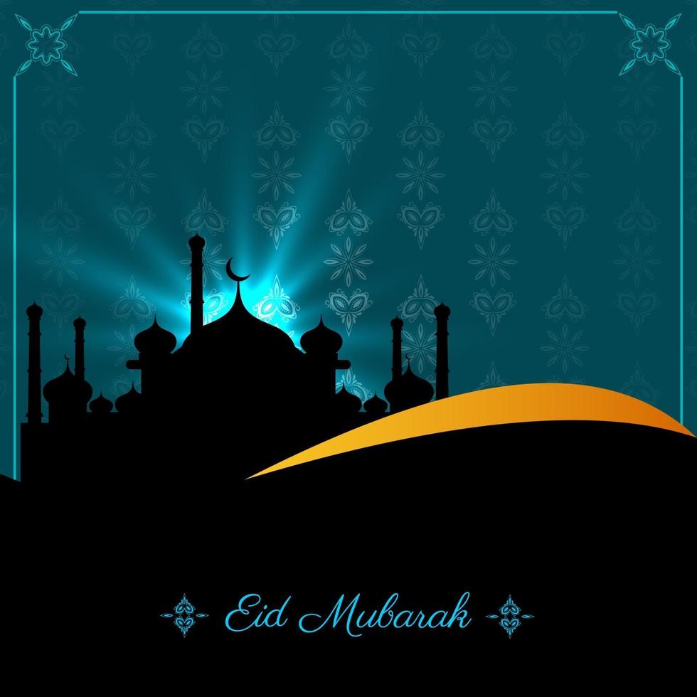 tarjeta eid mubarak con fondo de festival de patrón de mezquita vector
