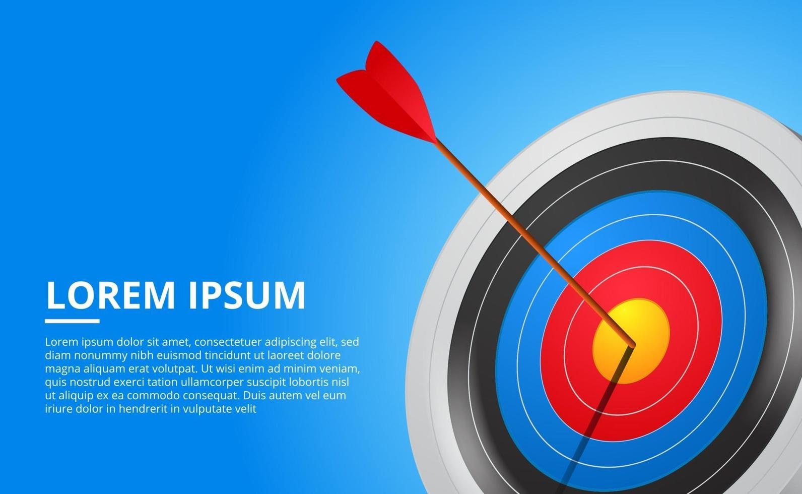 3D archery target and arrow sport game. Business success targeting concept illustration vector