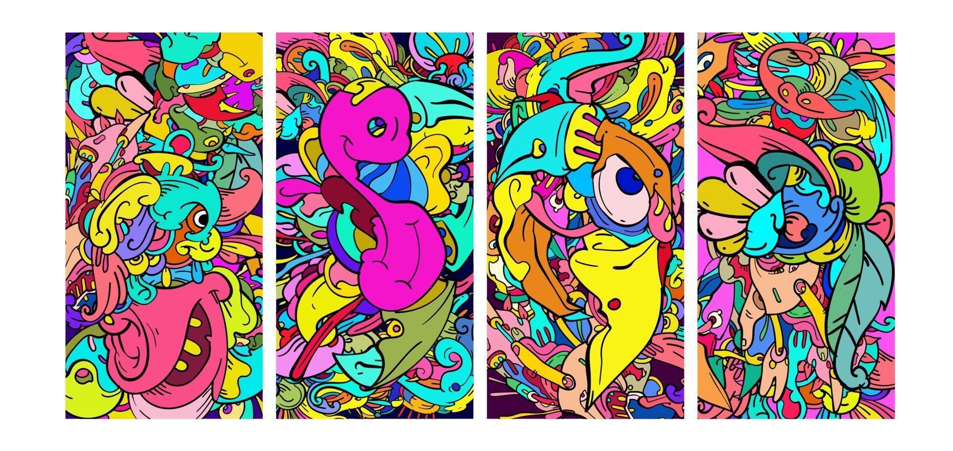 banner de fondo de doodle de dibujos animados abstracto colorido vector