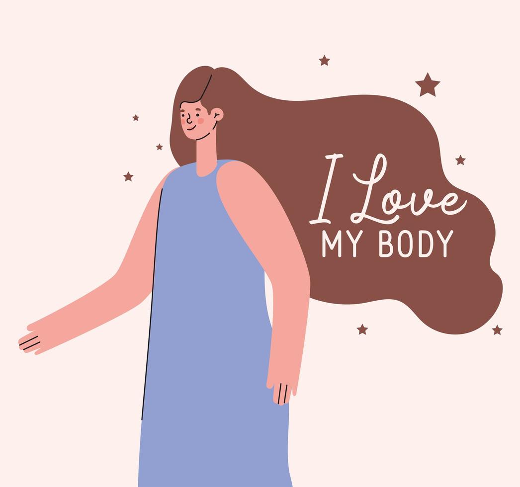 Amo mi cartel de cuerpo con diseño de vector de mujer