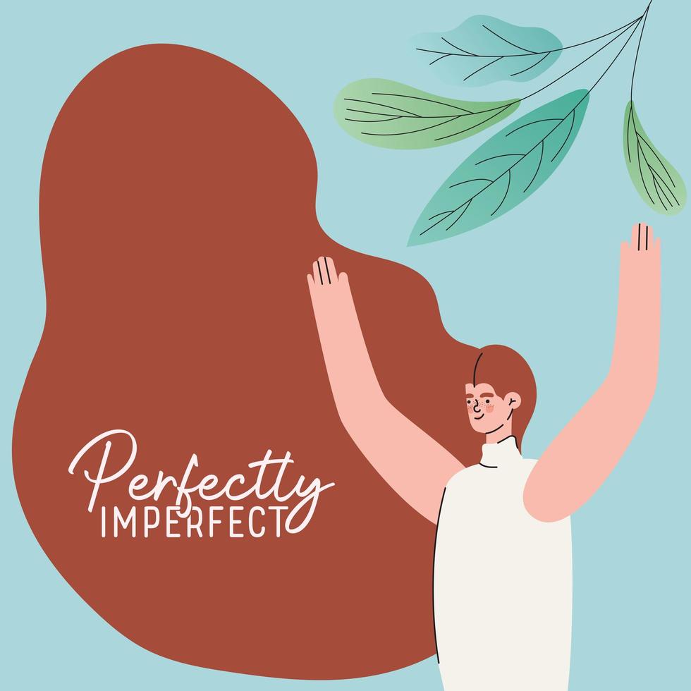 perfectly imperfect woman with leaves vector design
