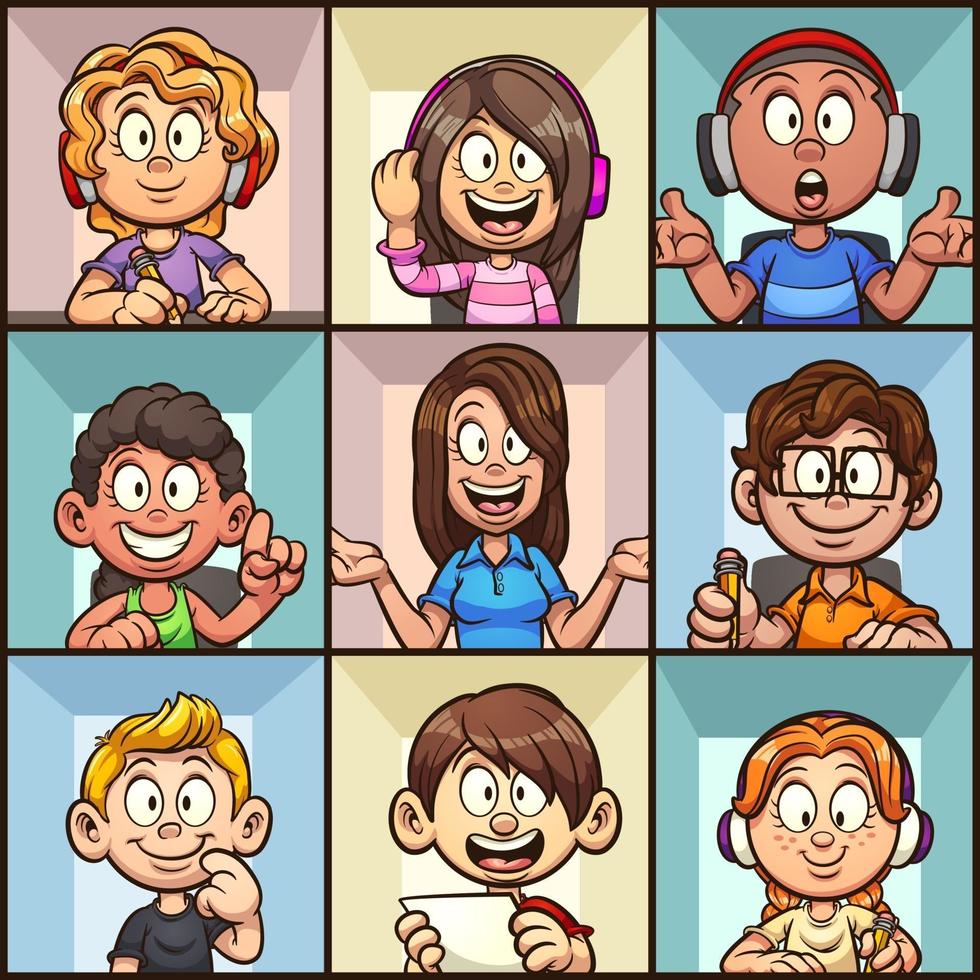 Virtual cartoon classroom vector