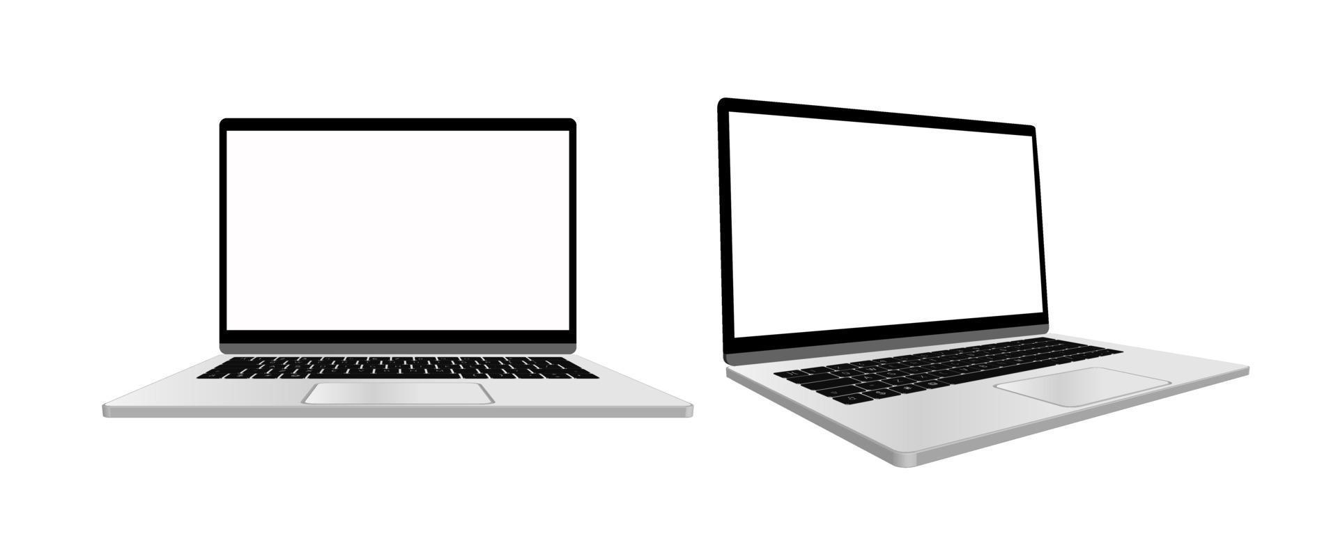 Vector realistic Laptop computer mockup. Laptop computer frame with blank display isolated