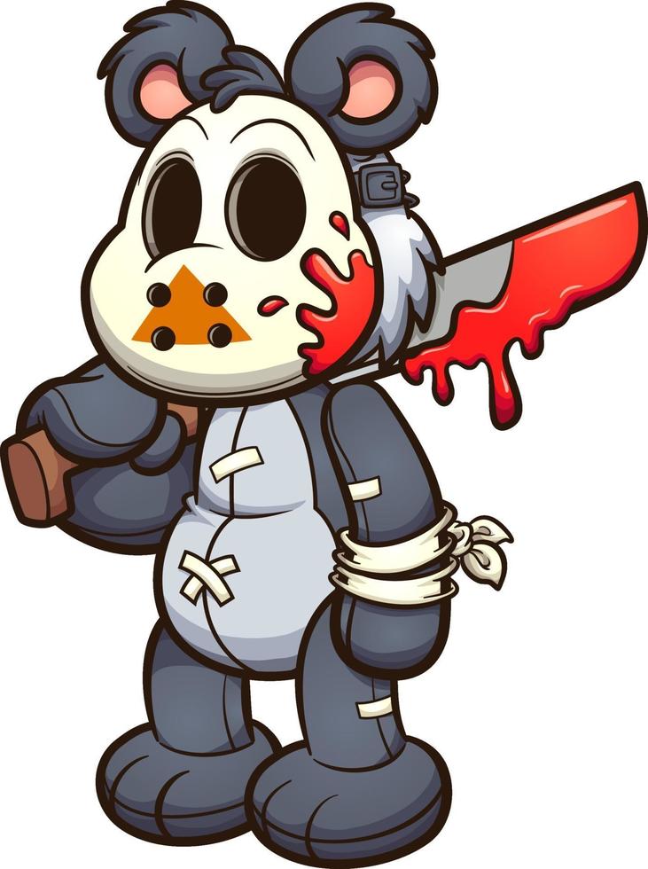 Teddy bear wearing hockey mask vector