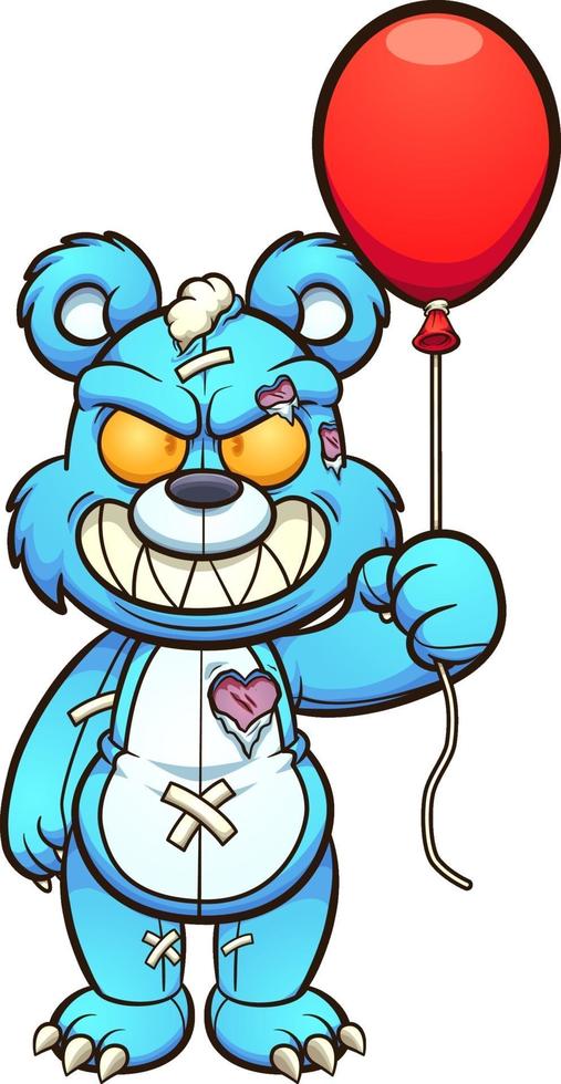 Evil bear with balloon vector